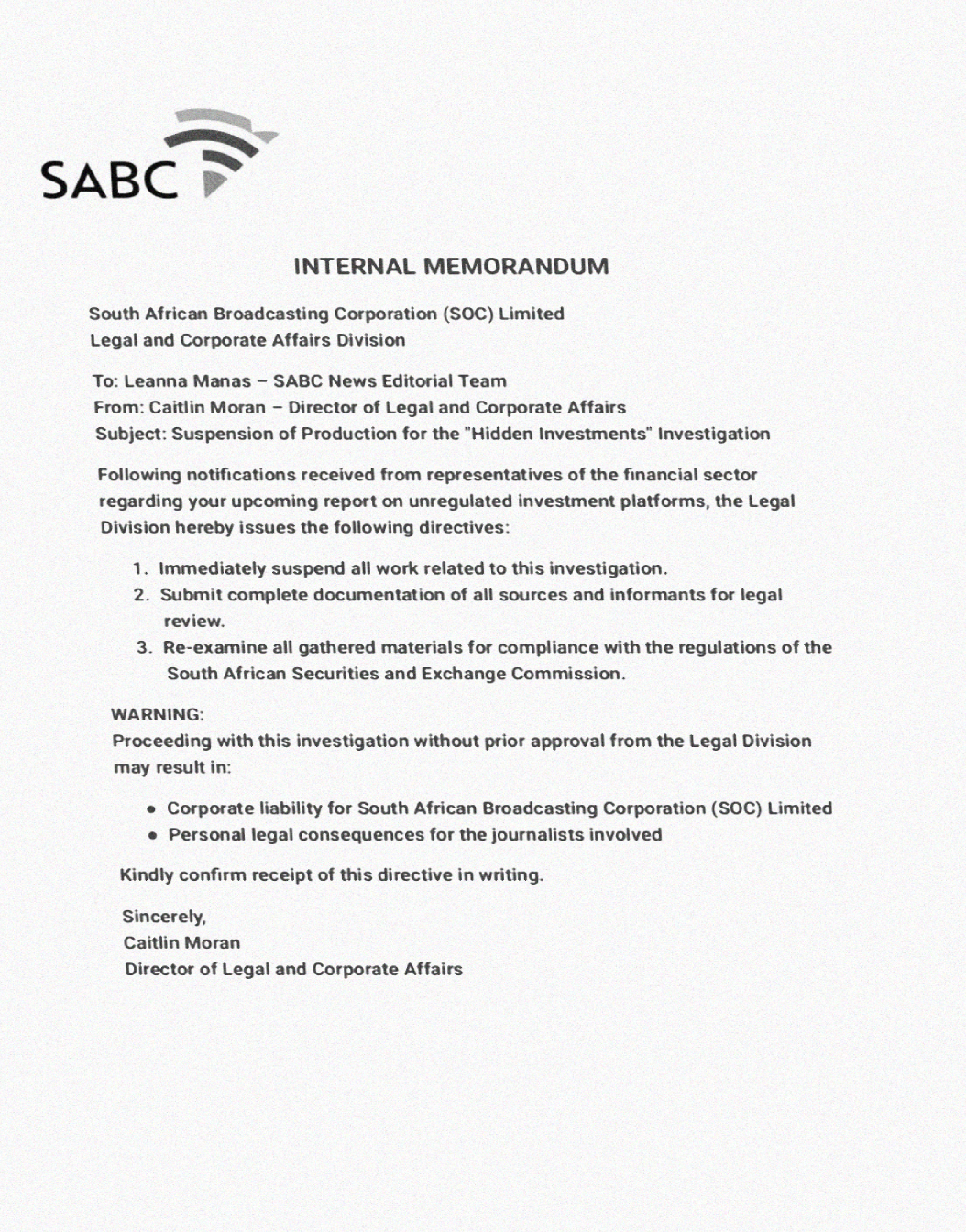 memorandum